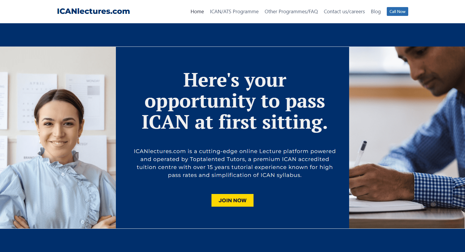 ICAN Lectures Tuition Center Website Design